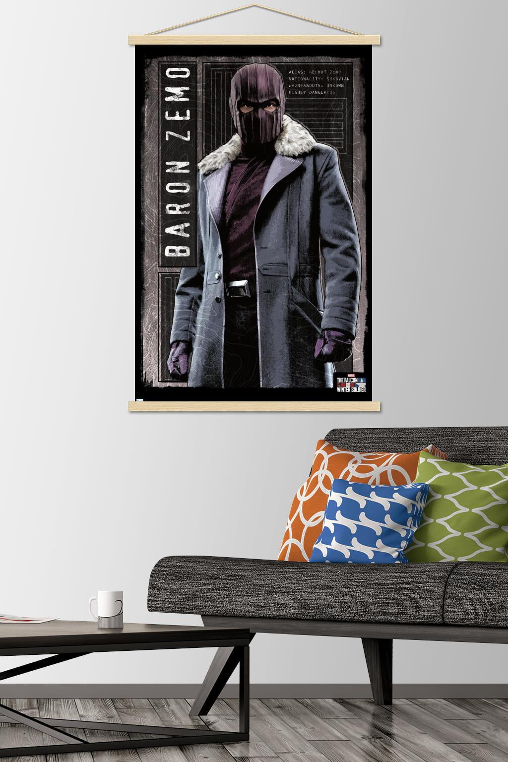 Marvel TeleVision Falcon and Winter Soldier - Baron Zemo Wall Poster with Wooden Magnetic Frame, 22.375" x 34"