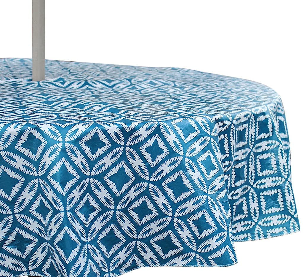 Summer Umbrella Vinyl Tablecloths Patio Table Cover with Hole and