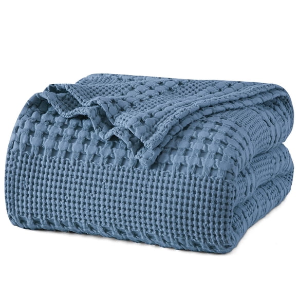 PHF 100% Cotton Waffle Weave Blanket Queen Size for Bed, Soft Lightweight & Breathable, All-Season Comfort, 300 GSM Luxury Aesthetic Blanket for Home