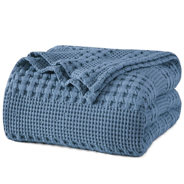 PHF 100% Cotton Waffle Weave Blanket King Size for Bed, Soft Lightweight & Breathable for Spring and Summer, All-Season Comfort,