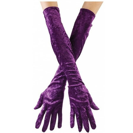 Long Velvet Gloves Adult Clothing Purple