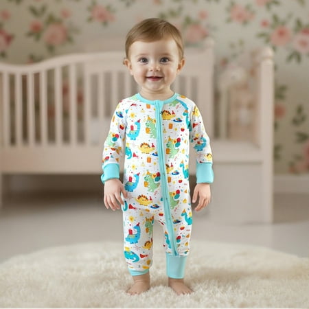 JIAYUE Boys Girls Jumpsuit Long Sleeve Dinosaur Full Pattern Zipper Round Neck For Baby Cozy Daily Apparel JIAYUE Boys Girls Jumpsuit Long Sleeve Dinosaur Full Pattern Zipper Round Neck For Baby Cozy Daily Apparel