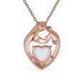 thumbnail image 2 of Bling Jewelry Womens Created White Opal Heart Pendant Necklace for New Mother Rose Gold Plated Silver, 2 of 4