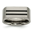 thumbnail image 1 of Grey Titanium Ring Band Wedding Black 10mm Enamel Stripes Brushed, 1 of 7