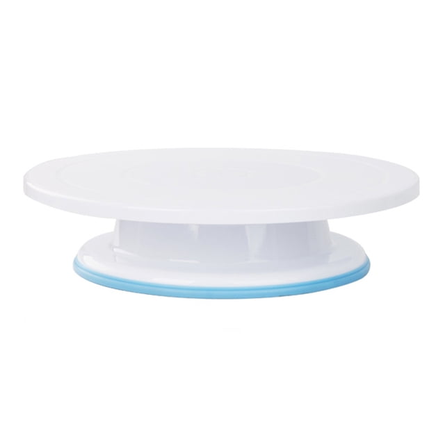 CIMAXIC 1pc Plastic Cake Turntable Rotating Anti-slip Revolving Cake Making Stand Platform for Home Cake Shop (Pedestal Random Color) (White),10.98"X10.98"X2.68"