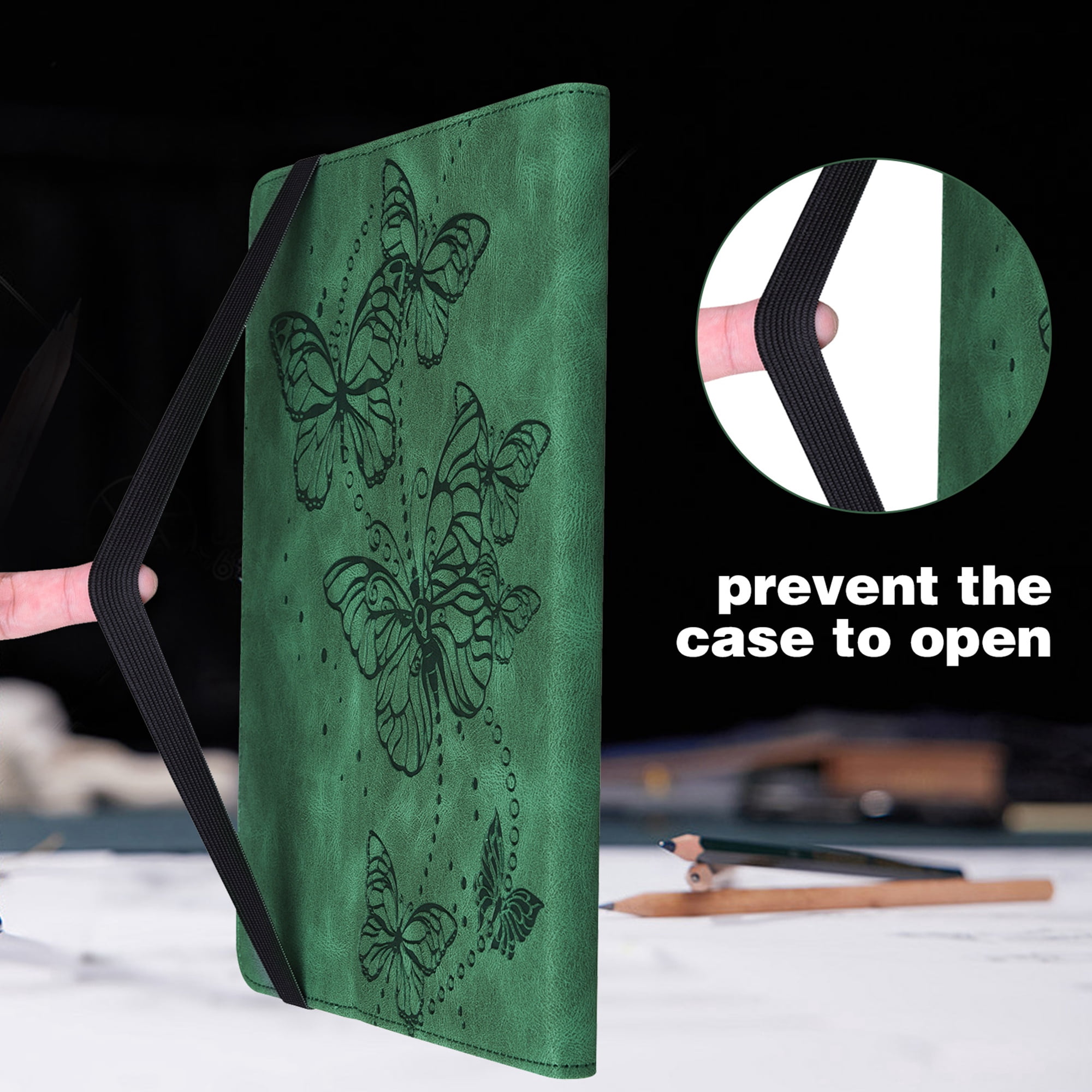 Allytech iPad 10th Gen Case, iPad 10.9" 2022 Case, PU Leather Butterfly Embossed Shockproof Auto Sleep Wake Pencil Holder Kickstand Elastic Band Protective Case Cover for Apple iPad 10th Gen 10.9"