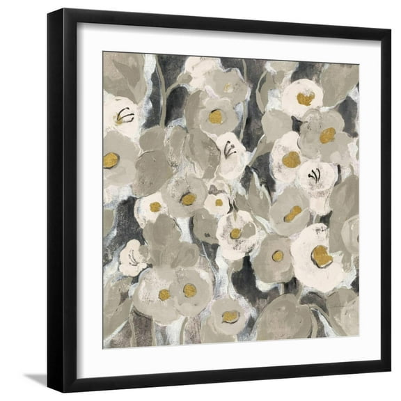 Art.com Velvety Florals Neutral II Art Print by Silvia Vassileva, Black Frame Wall Art, 21" x 21"