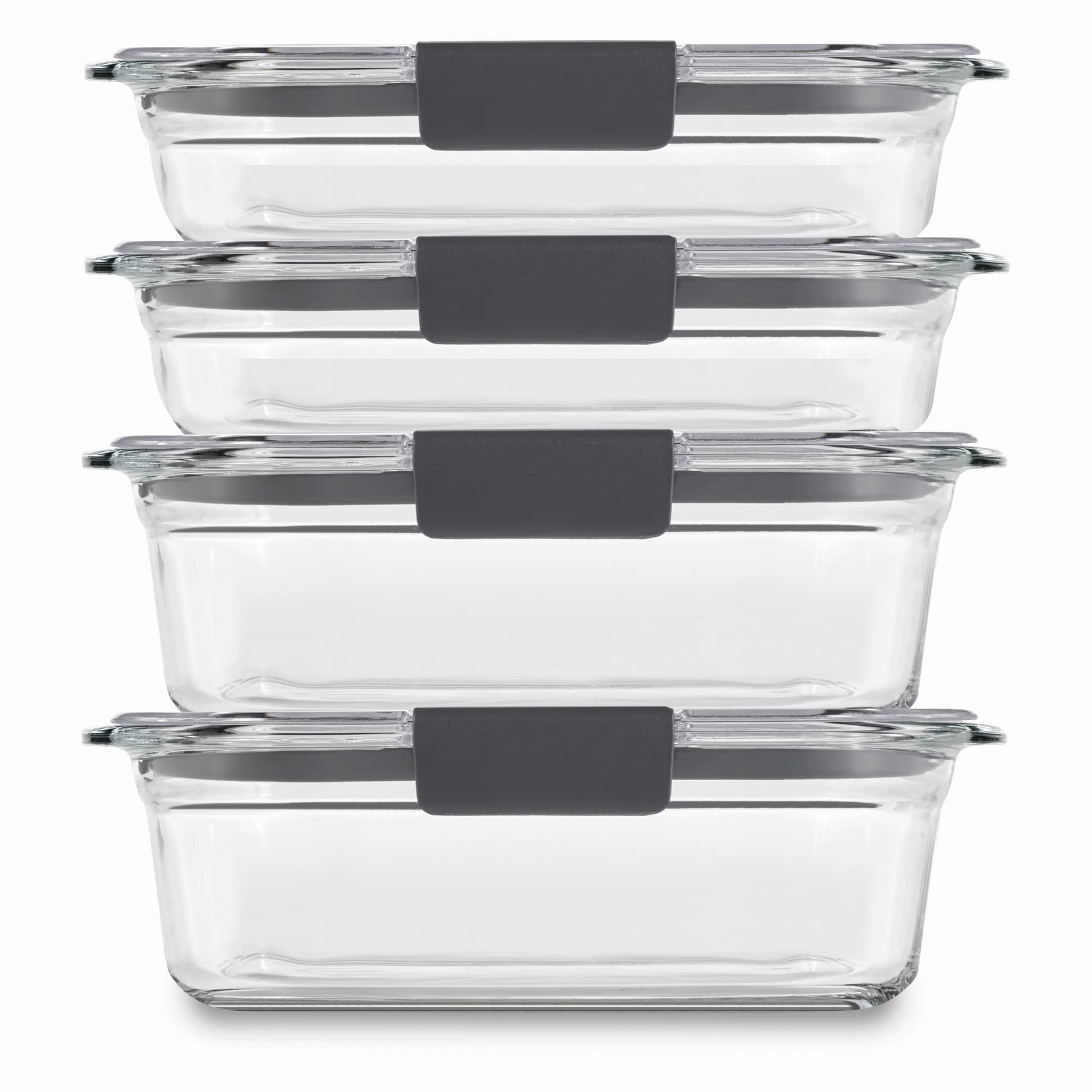 Rubbermaid Brilliance Glass Variety Set of 4 Food Storage Containers with Latching Lids