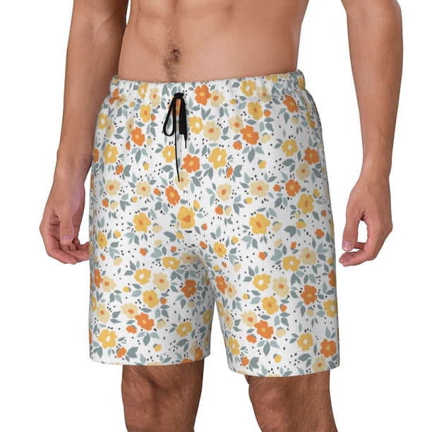 Balery Floral1 Bañador para hombre, shorts de playa de secado rápido con entrepierna y forro de compresión-Small