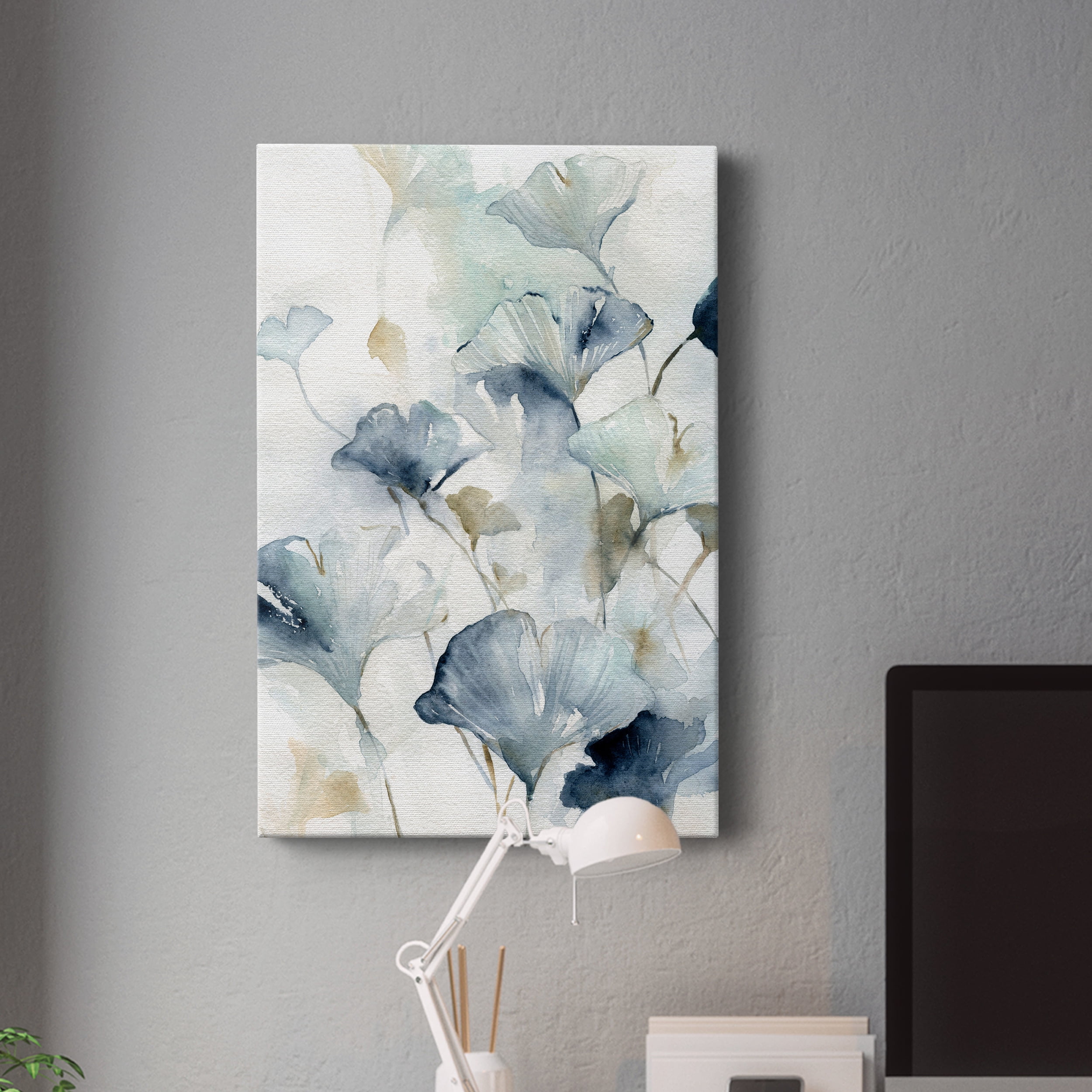 Indigo Ginkgo II Premium Gallery Wrapped Canvas - Ready to Hang - 12 x 18