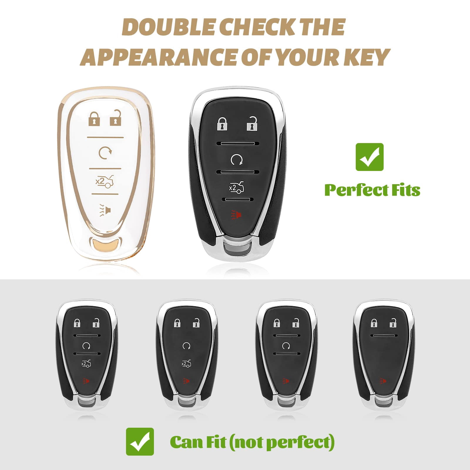 Key Fob Cover with Leather Kaychain, Stylish TPU Key Fob Shell for 2016-2025 Equinox Malibu Camaro Blazer Traverse Trailblazer 5 Buttons Smart Key for Men Women