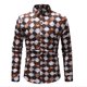 thumbnail image 1 of Camisa informal de manga larga con estampado de cuadros para hombre Camiseta ajustada con botones, 1 of 2