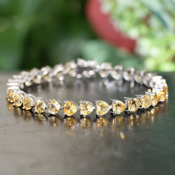 Women Citrine Tennis Bracelet,Gift For Her,Silver Chain,Valentines,men wedding,Gift