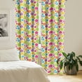 thumbnail image 2 of Ambesonne Colorful Curtains, Sixties Hippie Flowers, Pair of 28"x84", Multicolor, 2 of 5