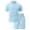 Light Blue, variant on Men'S Geometric Jacquard Collared Polo Shirt Short Sleeve And Drawstring Waist Shorts Set Casual Two Piece Outfits For Summer Daily Wear,Black,XXL
