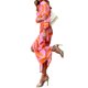 thumbnail image 2 of VISgogo Vestido casual para mujer, cuello de solapa, cuello en V, manga larga, contraste de color, estampado, corte alto, vestidos con cordones VISgogo  moda, 2 of 3