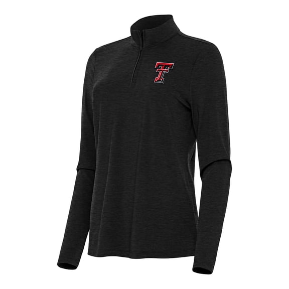 Women's Antigua Heather Black Texas Tech Red Raiders Bright Quarter-Zip Top