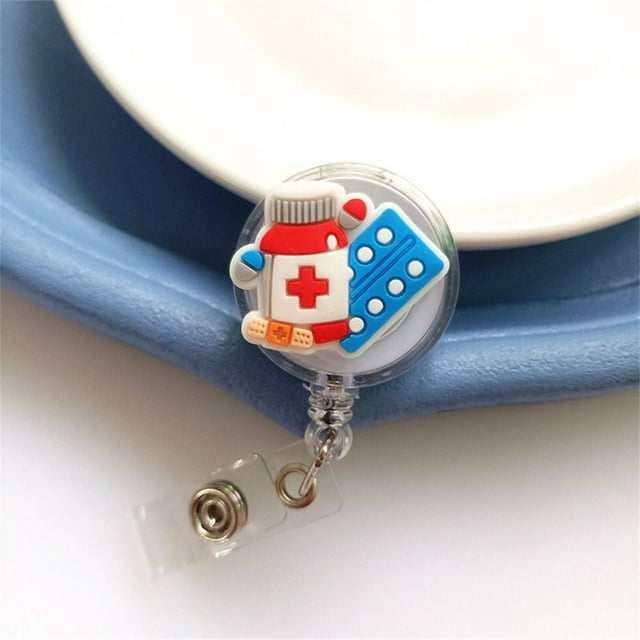 ID Card Holder Nurse Badge Reel Chest Card Work Card Retractable Badge Holder Exhibition Card Name Tag Easy Pull Buckle 8