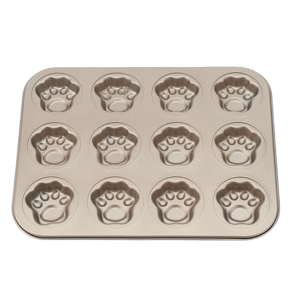 Injueey Bandeja para hornear Cat Paw Recubrimiento antiadherente Distribución uniforme del calor Bandeja para hornear Resistencia a altas Cocina y Comedor 12 dorado claro