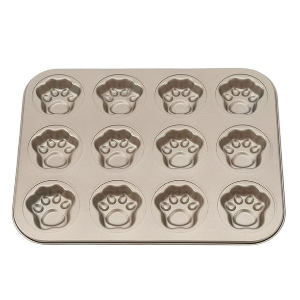 Injueey Bandeja para hornear Cat Paw Recubrimiento antiadherente Distribución uniforme del calor Bandeja para hornear Resistencia a altas Cocina y Comedor 12 dorado claro