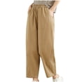 thumbnail image 2 of ClodeEU Women Harem Pants, Elastic Waist, Solid Color Relaxed Fit, Comfortable Trousers Khaki,Womens Plus M, 2 of 8