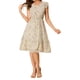 thumbnail image 1 of INSPIRE CHIC Vestido de Mujer con Flores, Mangas de Volante, Cuello en V, Vestido Casual con Fruncidos y Volantes XL Color Albaricoque Oscuro, 1 of 7