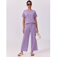 thumbnail image 4 of Pinspark 2 Piece Sets for Women Soft Short Sleeve Tracksuit Wide Leg Pants Lounge Matching Set Travel Summer Outfits, 4 of 6