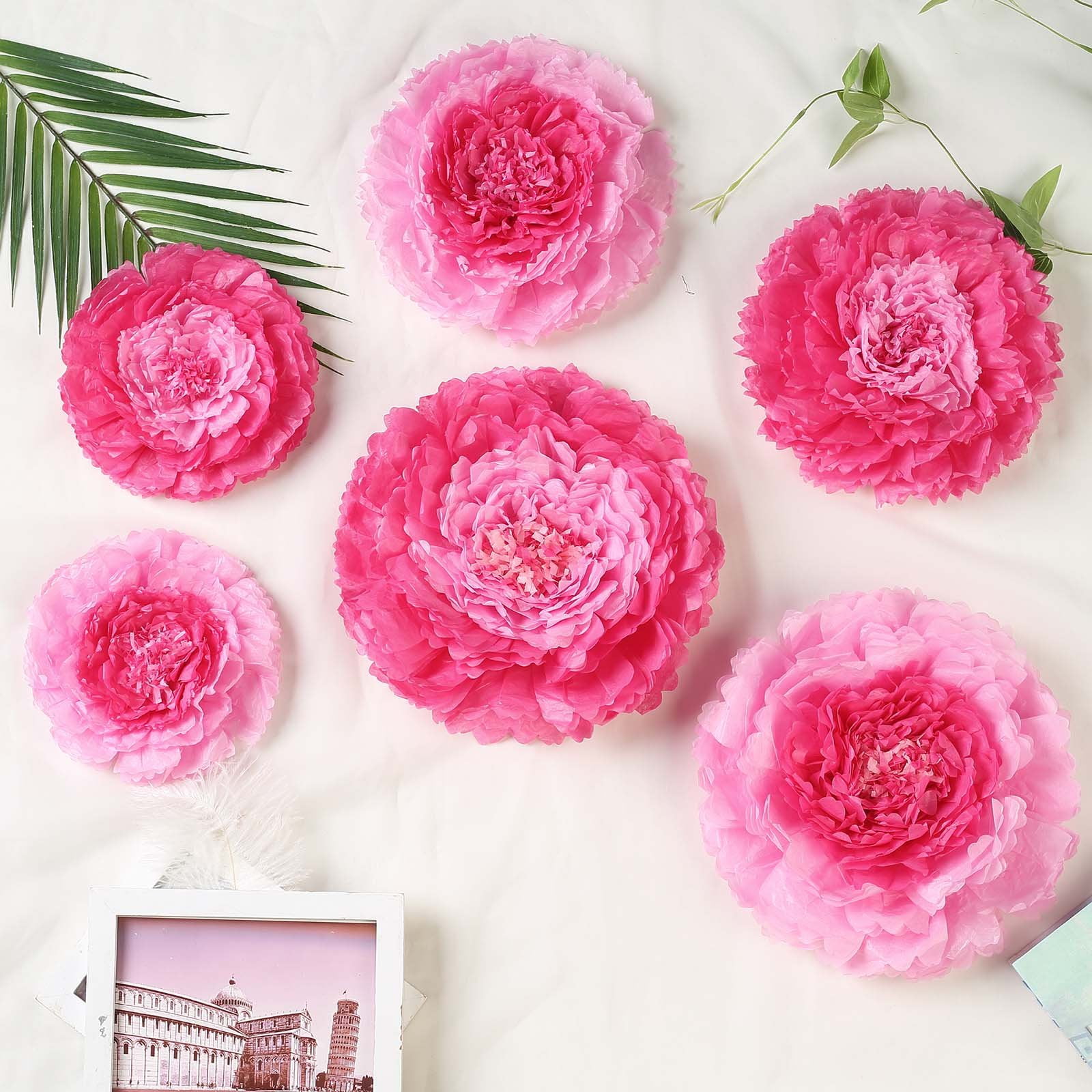 Pack of 6 | Pink/Fushia | Multi-size Carnation 3D Giant ...