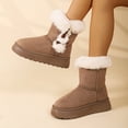 thumbnail image 4 of FRSASU Women's Snow Boots Anti-Slip Mid-calf Winter Boots Faux Fur Lined Winter Comfortable Suede Snow Boots Khaki, 4 of 9