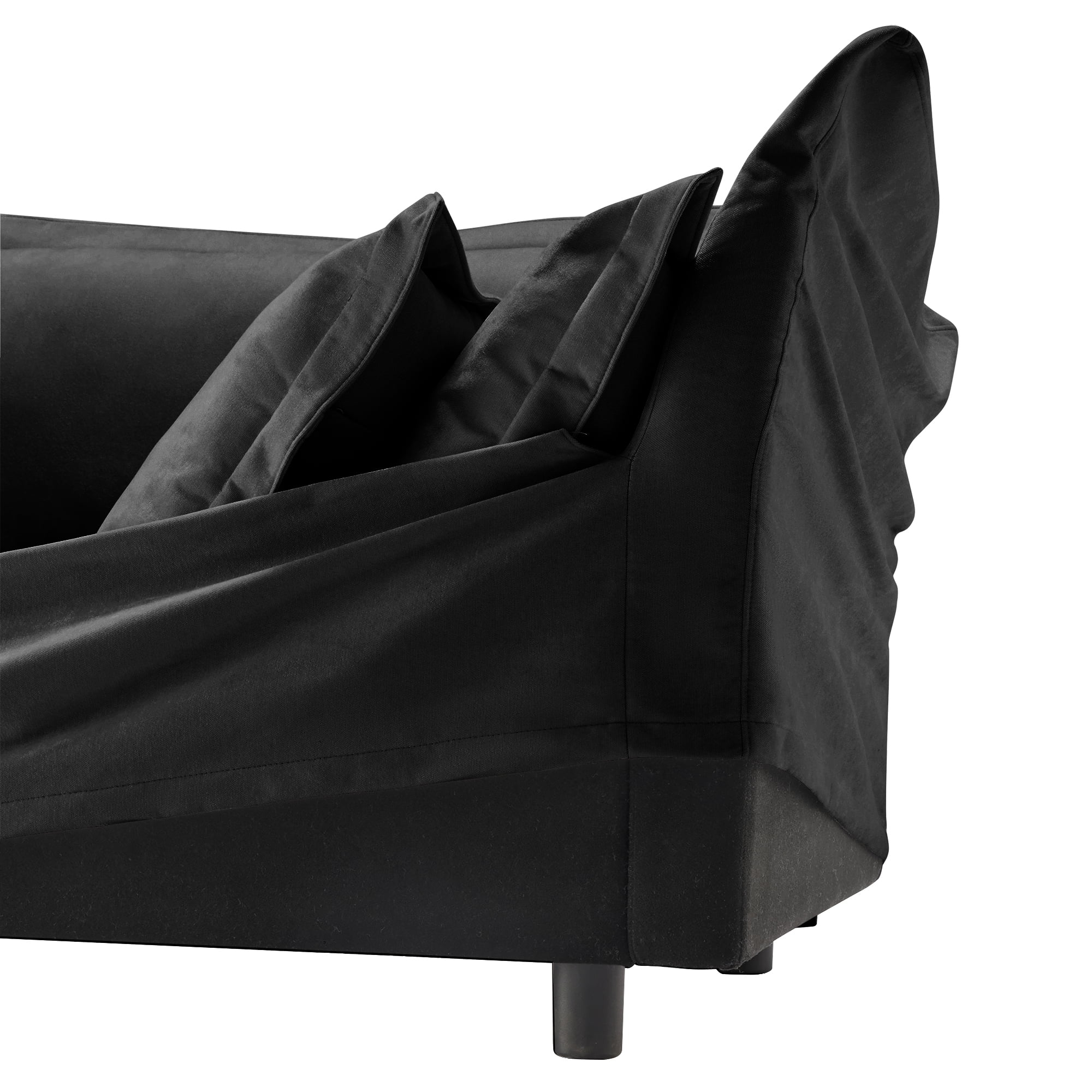 Gewnee Chenille Black Deep Seat Oversized Slipcovered Long 4 Seater Sofa with Removable Cover, Comfy Sofa for Living Room