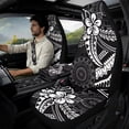 thumbnail image 3 of Xoenoiee Polynesia Plumeria Pattern 5PCS Car Seat Cover Full Set, PU Leather Universal Auto Front Seat Cover Safety Belt Pads Center Console Pad, Car Interior Accessories for Most Vehicle, 3 of 7