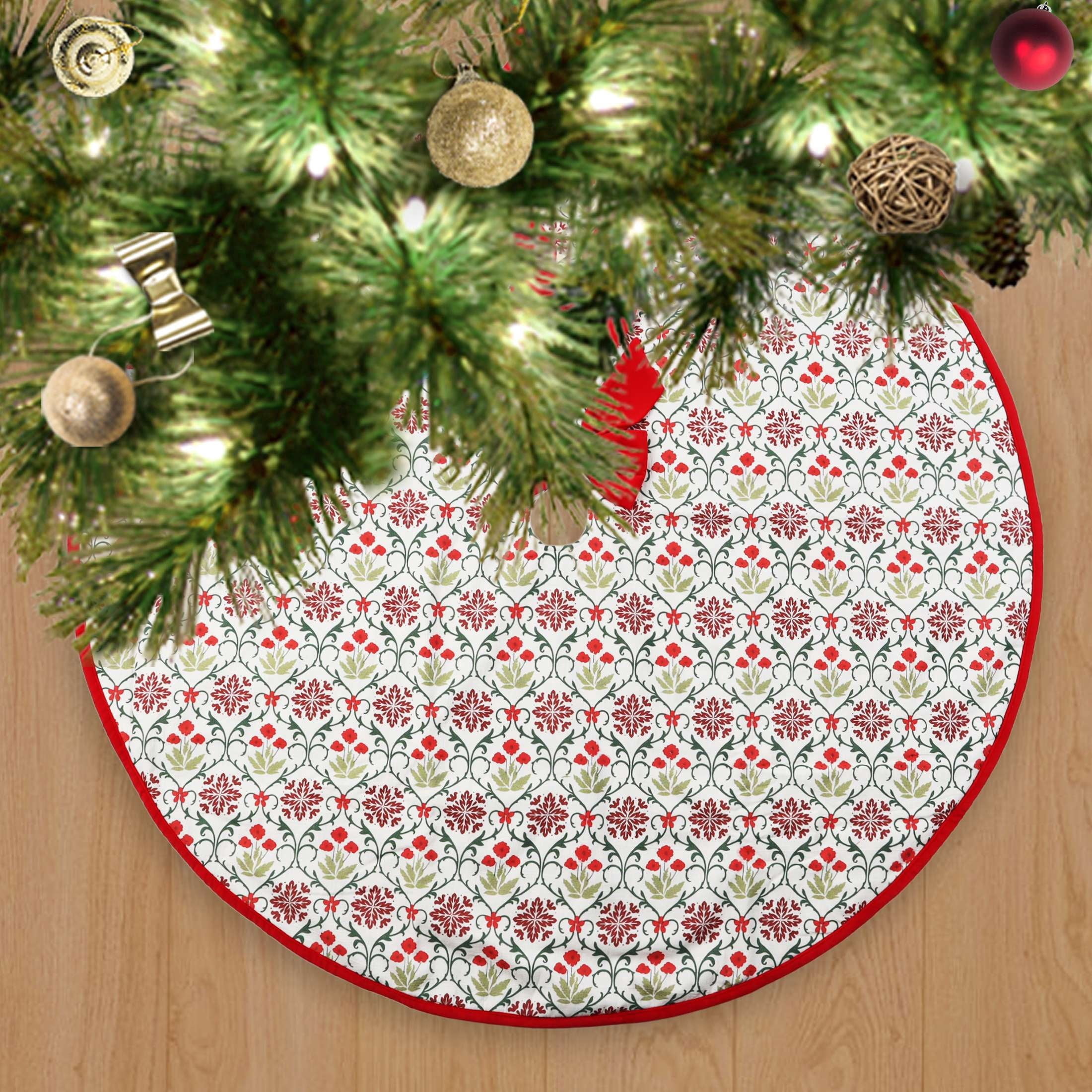 Floral Pattern Christmas Tree Skirt, Multicolor, 48", by Holiday Time