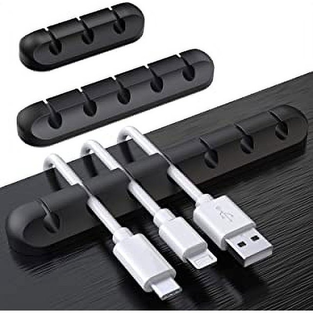Clips organizadores de cables de escritorio, paquete de 3 soportes para cables, organizador de cables, gestión de cables, almacenamiento de cables para cargador USB/ratón/auriculares/cables de PC, or