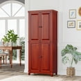 thumbnail image 2 of HOMCOM 72.5" Pinewood Large Kitchen Pantry Storage Cabinet, Mahogany, 2 of 9