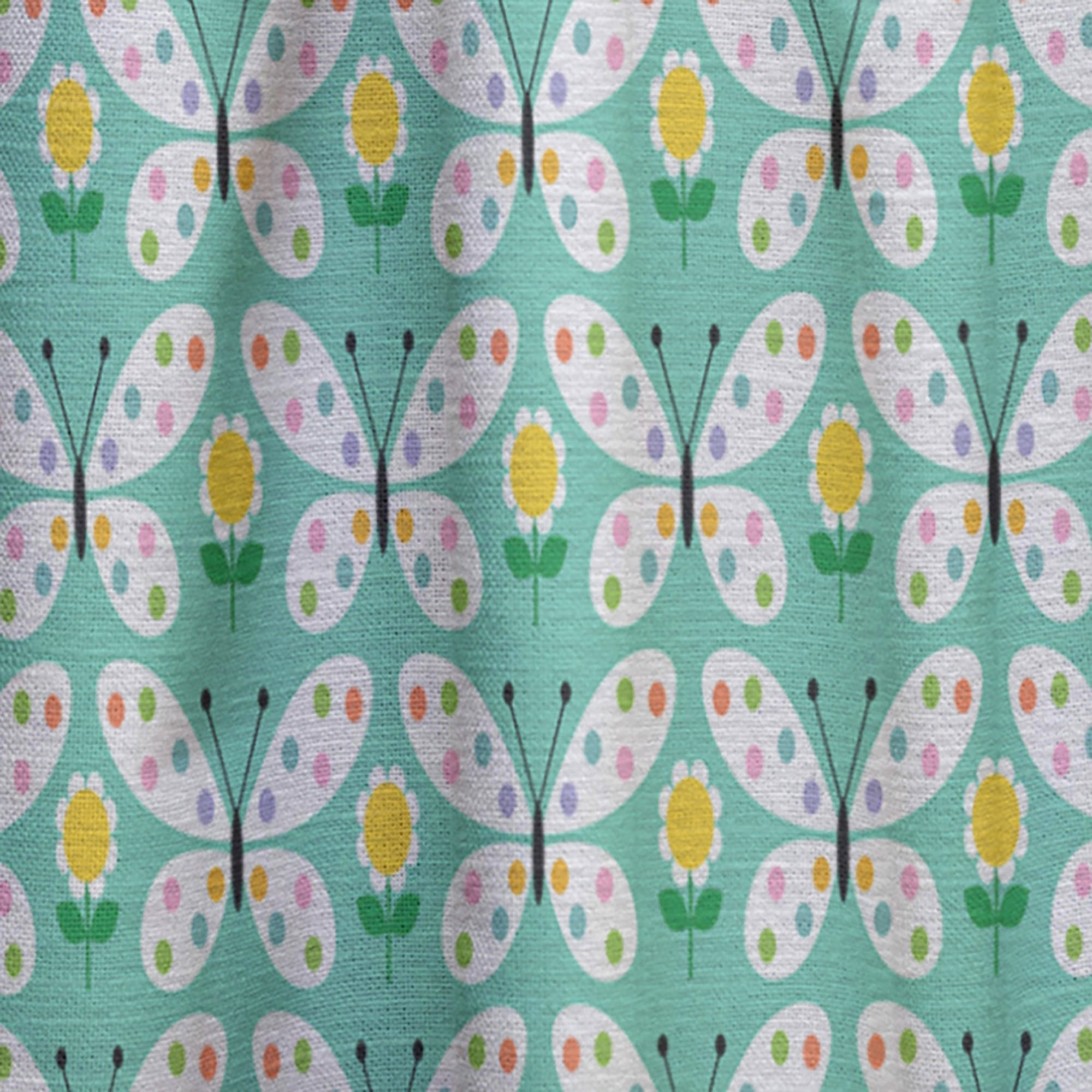 Designart 'Retro Butterflies On Green' Mid-Century Modern Curtain Panel
