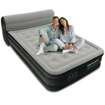 EGGORY 34" Queen Size Air Mattress with Headboard,Deluxe Raised Air Bed  with Built-in Pump for Camping & Trip & Home