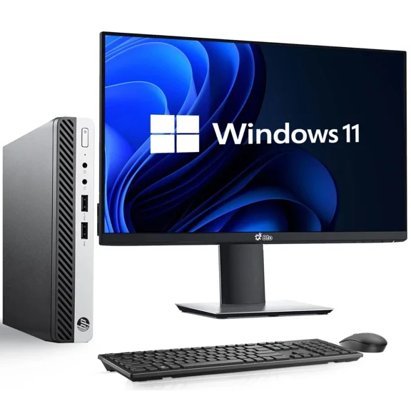 Restored HP Prodesk 400 G4 Mini Desktop PC Intel Quad-Core i5-8500T, 16GB Ram, 256GB SSD, 22 inch Monitor, WiFi, Keyboard and Mouse, Windows 11 Pro (Refurbished)