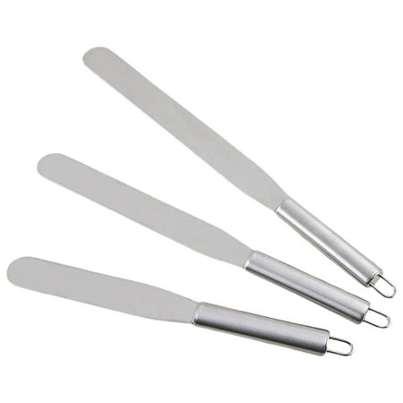 

QUSENLON 3 Pcs Stainless Steel Icing Spatula Set 6inch 8inch 10inch Cake Decorating Tool for Baking Smoother Scraper Offset Frost