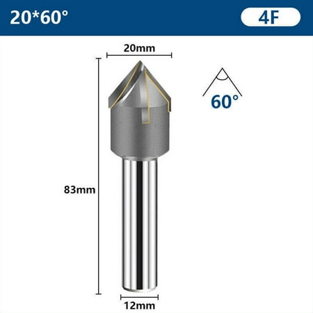 

Chamfer Cutter with Brazing Carbide Blade 16-40mm 60/90° 12/16mm Shank 4/6 Flute
