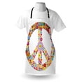 thumbnail image 3 of Groovy Apron Floral Peace Sign Summer Spring Blooms Love Happiness Themed Illustration Print, Unisex Kitchen Bib Apron with Adjustable Neck for Cooking Baking Gardening, Multicolor, by Ambesonne, 3 of 3