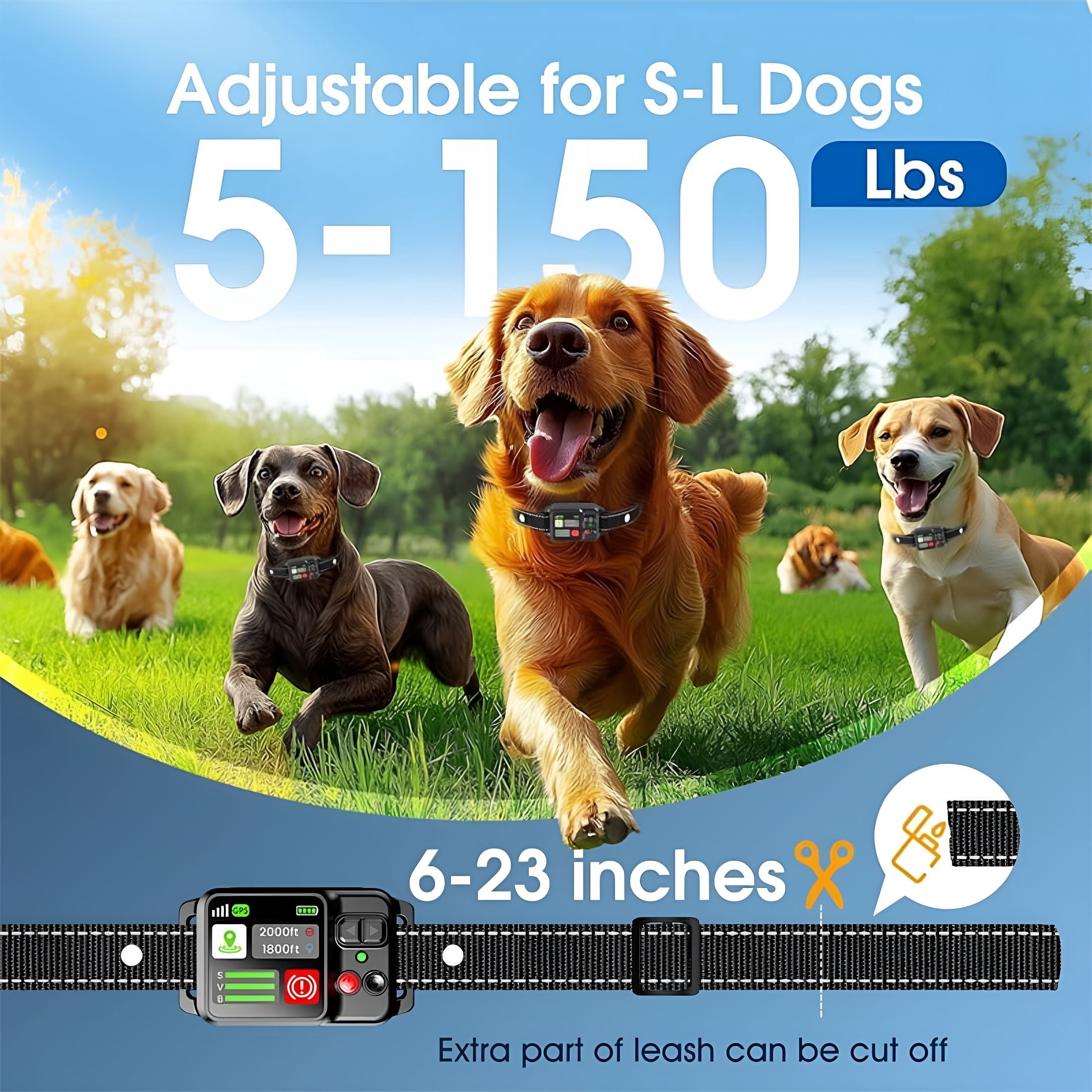 GJX GPS Wireless Dog Fence System, Adjustable 49-6561ft Range, 3 Training Modes (Beep/Vibration/Shock), Rechargeable Collar for Small Medium Large Dogs, Outdoor Yard Boundary Escape Prevention