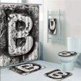 thumbnail image 1 of EREHome Letter B Steel Aged B with Toned Cracks Distressed Effects Ceramic InspiSilver 5 Piece Bathroom Set Shower Curtain Bath Towel Bath Rug Contour Mat and Toilet Lid Cover, 1 of 2