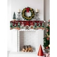 thumbnail image 5 of Black Red Plaid Christmas Mantel Scarf Fireplace Decorations for Living Room, Gnomes Xmas Tree Snowflake Gifts Birds Fireplace Mantel Scarf Cover Runner for Thanksgiving/Christmas Decor 60"x17", 5 of 6