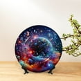 thumbnail image 6 of Picia Outer Space Floating Numbers And Letters Pattern Bone China Decorative Plate – Wall Decor with Stand and Adhesive, Elegant Ornament for Living Room, Office, or Entryway-7in, 6 of 6