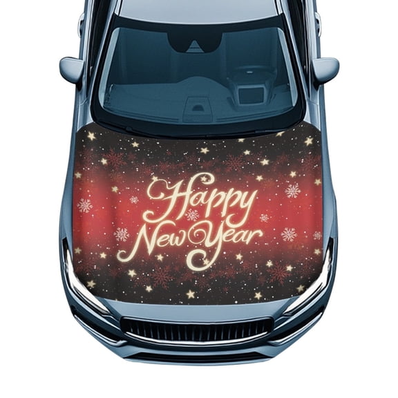 Chririnla Snowflake New Year Theme Car Hood Cover Protection for Automotive Vehicle Accessories Elastic Car Hood Cover Protector