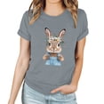 thumbnail image 3 of Pantalones Cortos para las Mujeres Sexy Pascua Moda Impresión Cuello Redondo Tee, Poliéster Ligero Casual Top para Primavera Verano Diario, Blusa de Suéter, 3 of 4