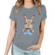 thumbnail image 3 of Pantalones Cortos para las Mujeres Sexy Pascua Moda Impresión Cuello Redondo Tee, Poliéster Ligero Casual Top para Primavera Verano Diario, Blusa de Suéter, 3 of 4
