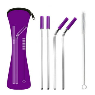 4 Pcs Reusable Metal Drinking Straws 8.5 Inch Stainless Steel Straw 6mm  Diameter Wide -Compatible with 20oz Yeti Tumblers Eco-Friendly Washable