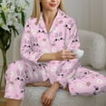 thumbnail image 5 of KLL Rabbit Face Print Women's Long Sleeve Pajamas with Pants Sleepwear Loungewear 2 Set-Small, 5 of 7