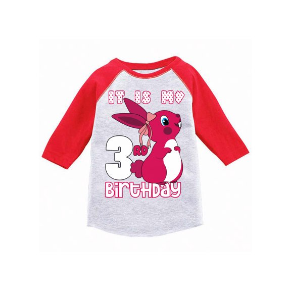 Awkward Styles It is My 3rd Birthday T-shirt Pink Bunny Toddler Raglan Shirt Birthday Girl Tee